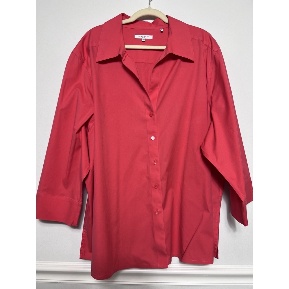 Foxcroft 24W Coral Button down NO IRON Shirt Stretch-Career-Office Core-Capsule